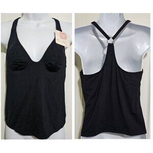 Jennifer Lopez JLo Lingerie Shelf Bra Sexy Tank Racer Back Silver Ring Black LG